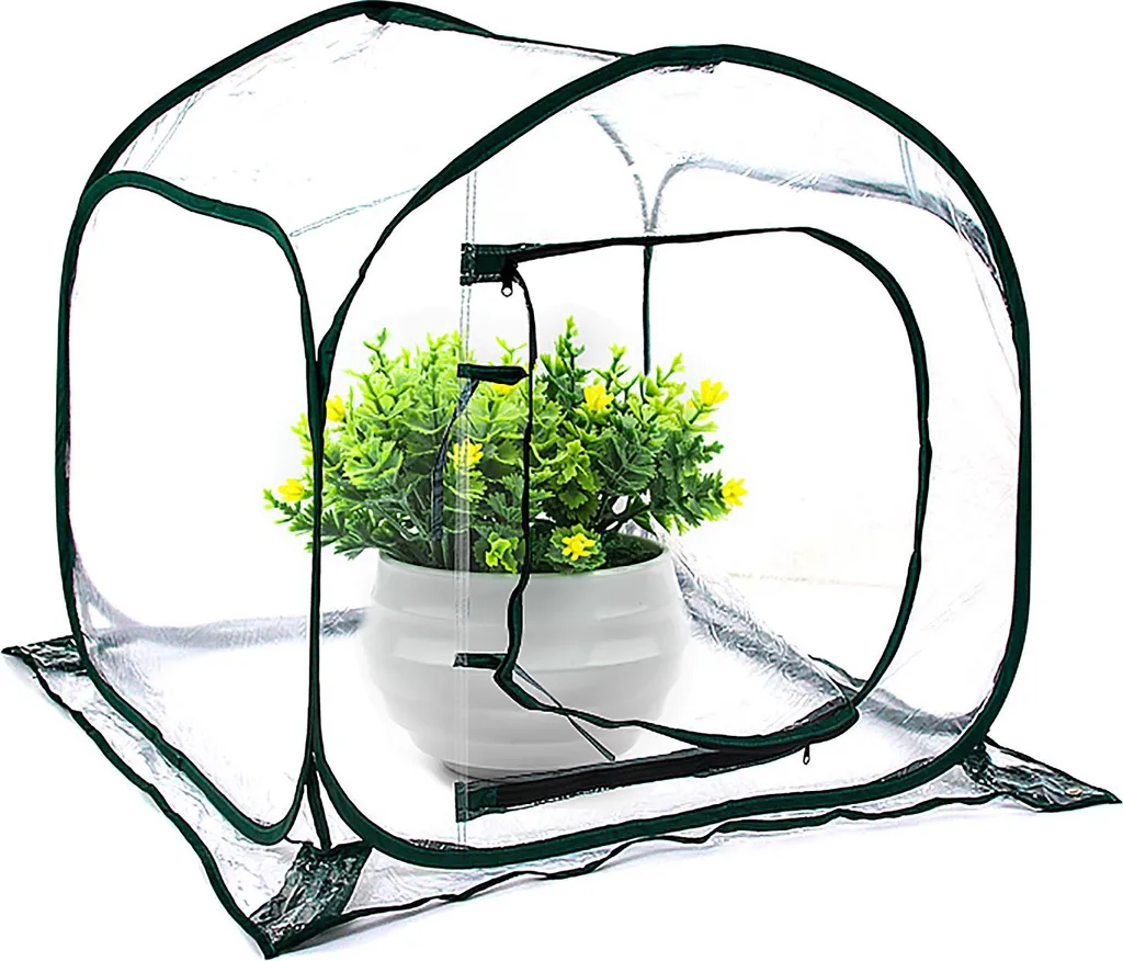 Mini serre anti-gel pour plantes de balcon avec piquets de fixation