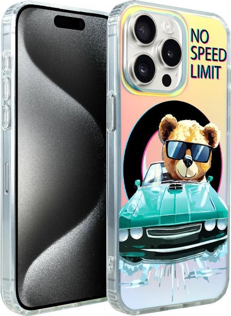 iPhone 15 Pro IBIZU California Sunset Case mit MagSafe, Farbwechsel, Blaues Auto, Blaues Auto