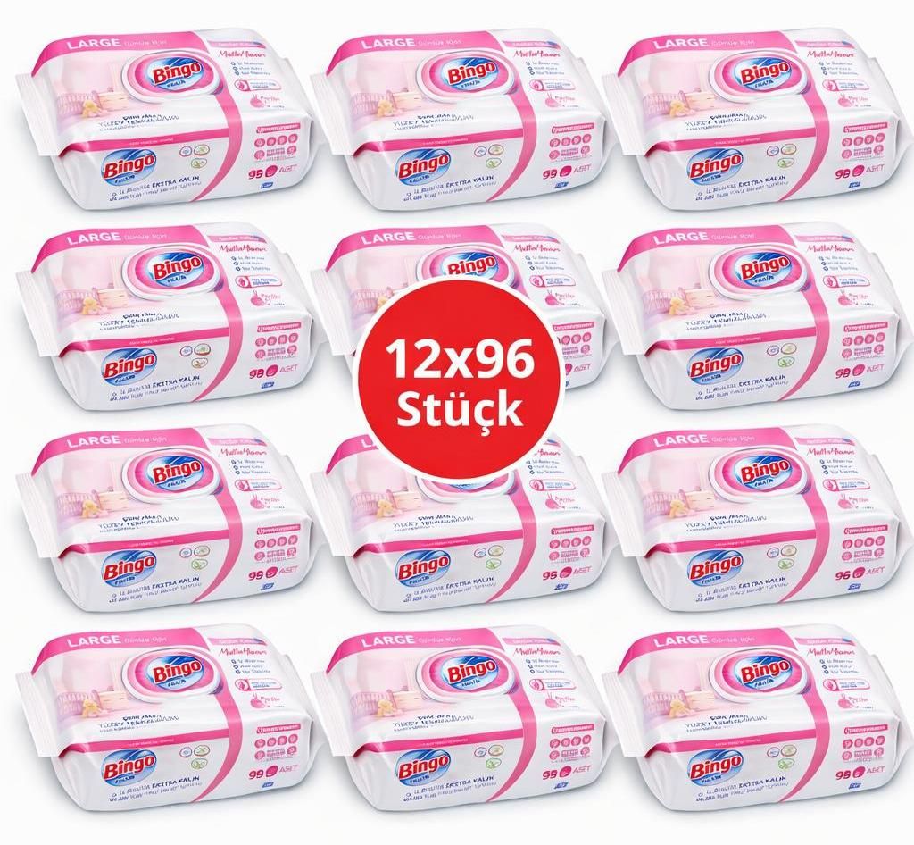 Bingo Feuchttücher Pink 12x96 Blatt – Blumenduft – Immagine del prodotto 