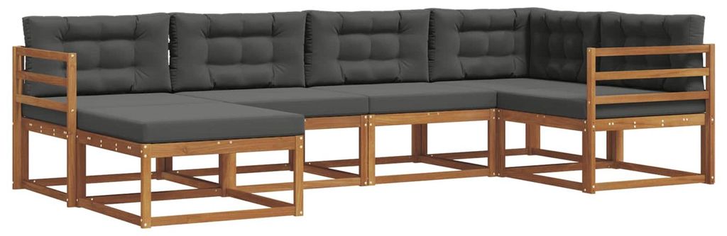 vidaXL Outdoor-Sofagarnitur mit Kissen 6 pcs Natur und Anthrazit