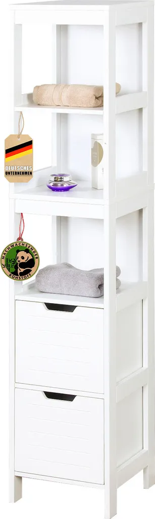 Armoire de salle de bains Idaho - Meuble de rangement 5 compartiments