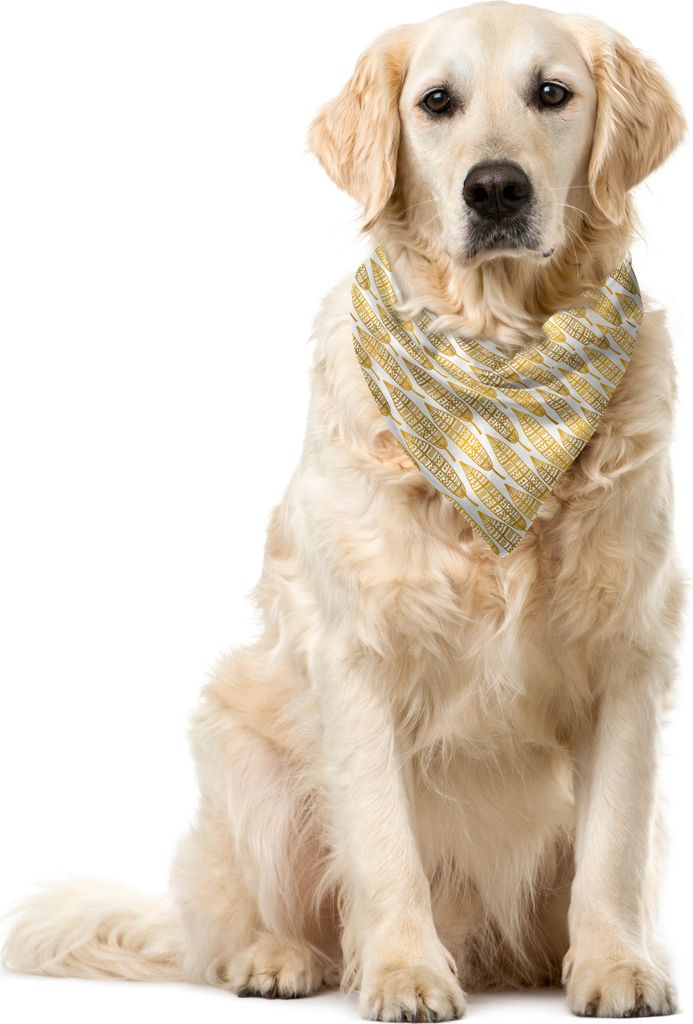 ABAKUHAUS Feder Haustier Bandana, Kunstwerk, 40x40 cm, Bernstein Marigold und Weiß