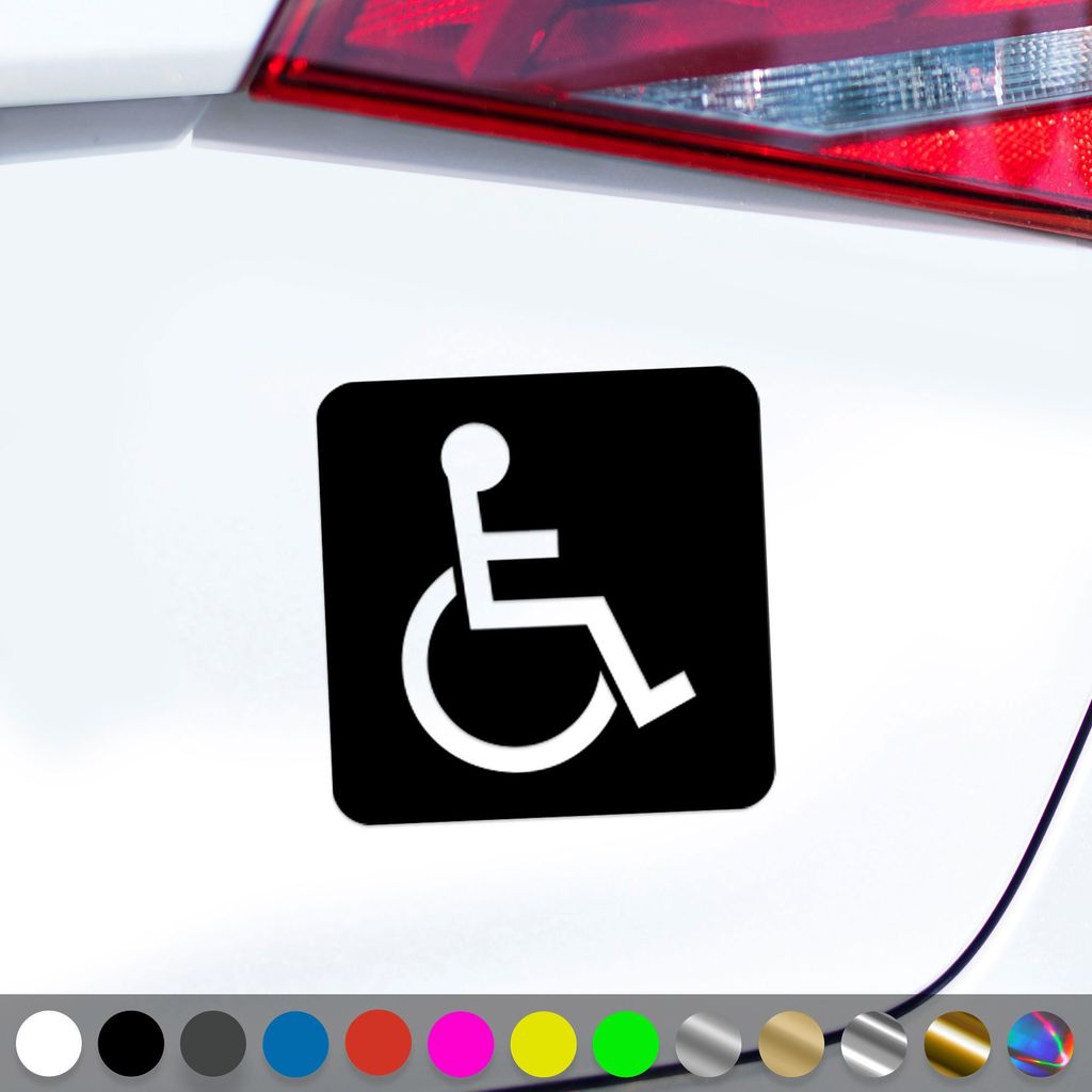 PantherPixel Rollstuhl Aufkleber Behindert Hinweis Rollstuhlfahrer Sticker Auto Geschenkidee Farbe Schwarz
