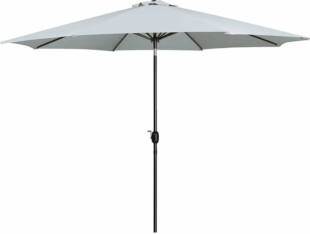 Parasol Marbueno blanc 300 cm avec mât en acier et 8 baleines robustes