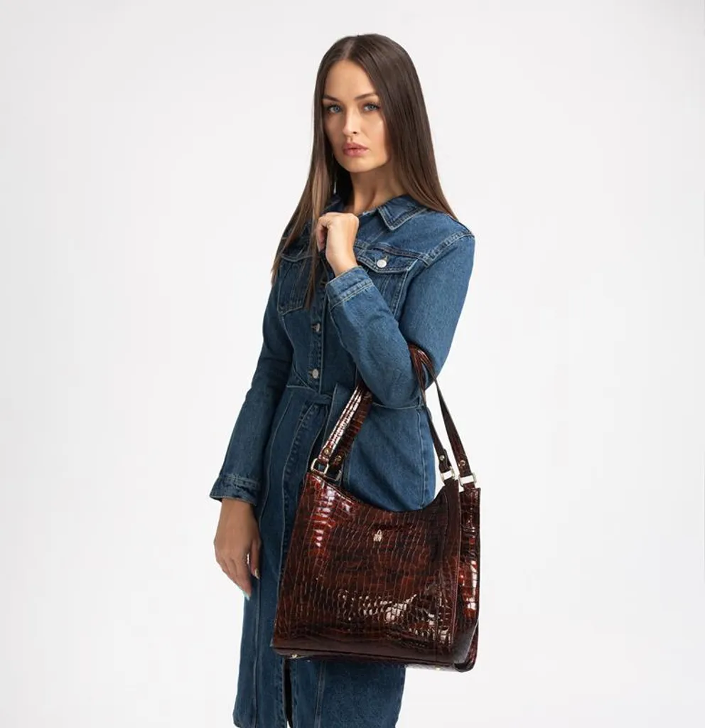 Sac à main cuir verni marron SOFIA : un classique chic et indémodable