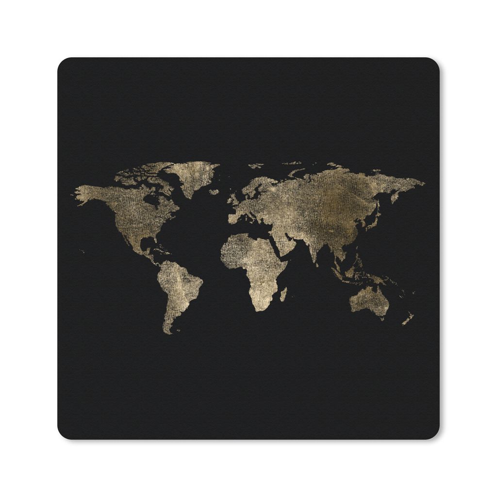 MuchoWow Mauspad Mousepad Weltkarte - Luxus - Gold 20x20 cm - Mousepads - Maus Mat - Pad - Mausunterlage - Desk Mat - Bureauartikeln