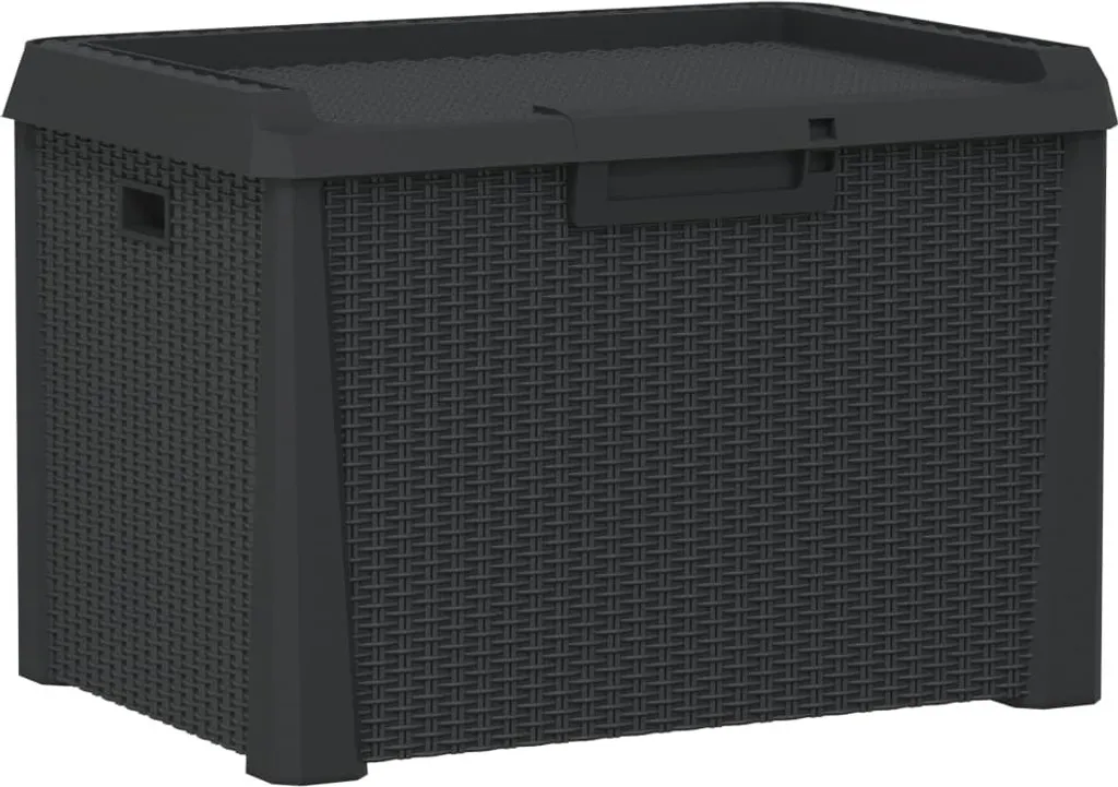 Malle de rangement jardin 125L anthracite - Coffre extérieur en PP