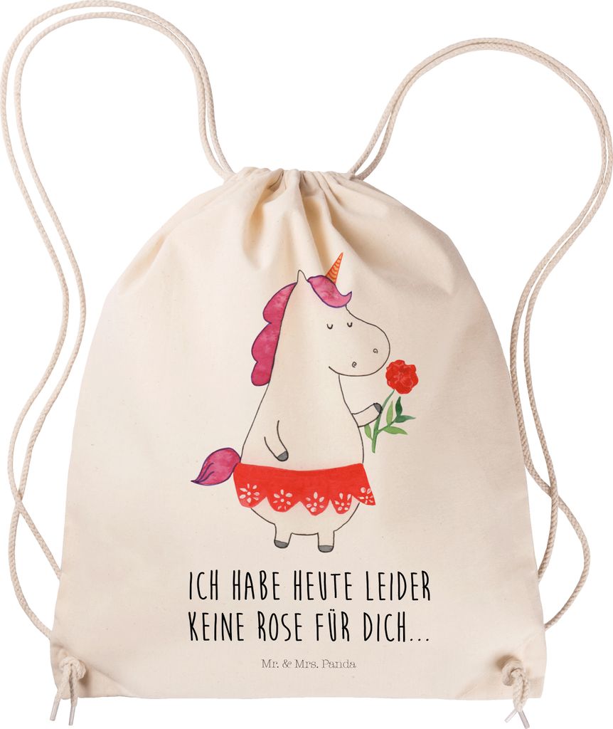 Mr. & Mrs. Panda Sportbeutel Einhorn Dame - Transparent - Geschenk, leichter rucksack, wander, Turnbeutel, Frau, Unicorn, Einhörner, festival tasc...