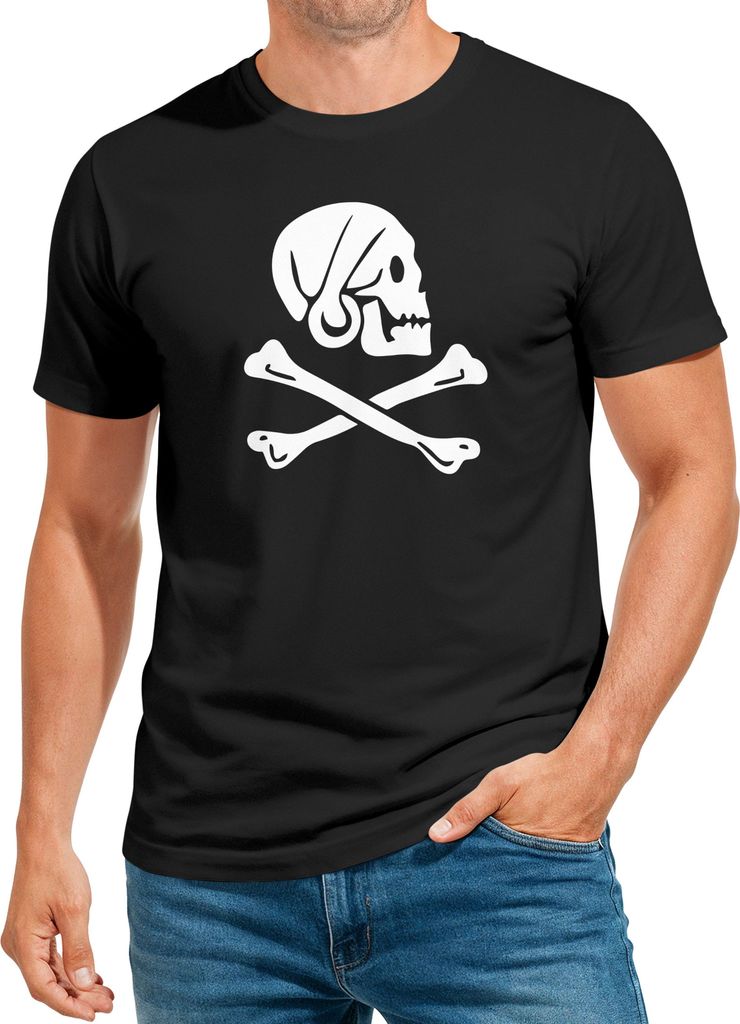 Herren T-Shirt Pirat Skull Jolly Roger Henry Every Fasching Fun-Shirt Moonworks