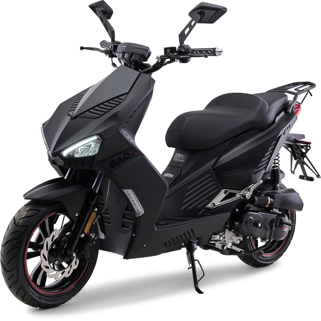 Motorroller 50 ccm Burnout BAD s Mattschwarz 45 km/h Produktbild 