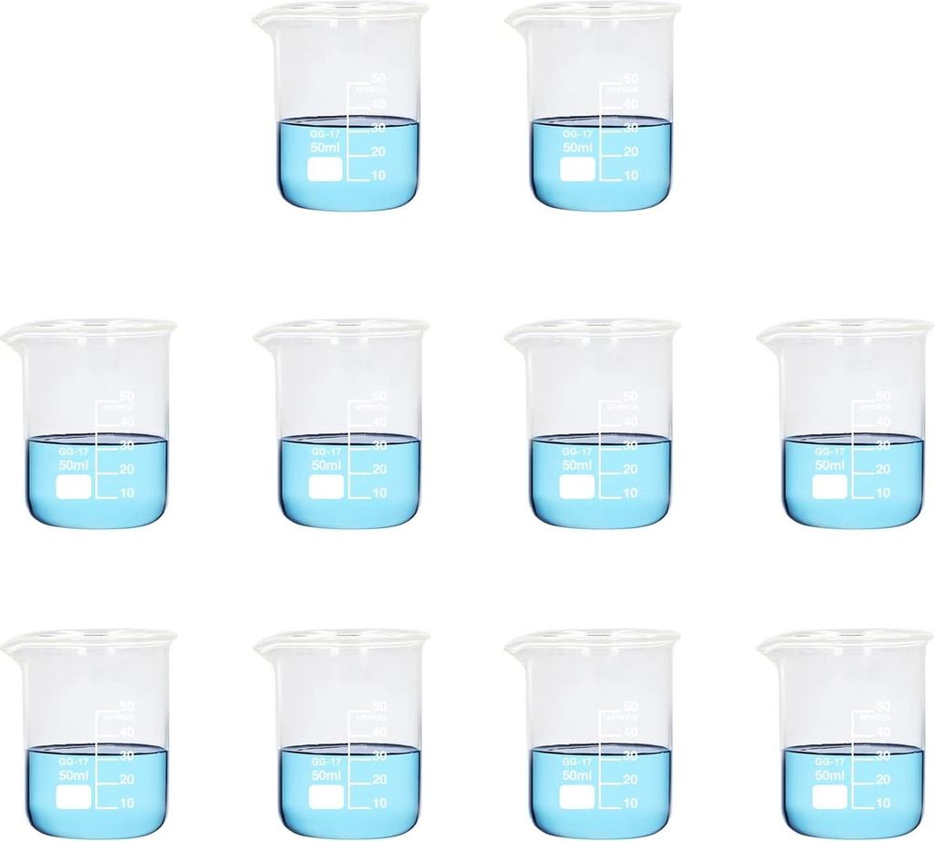 10 Stück transparente Glasmessbecher 50ml für Laborbedarf in Küchenutensilien