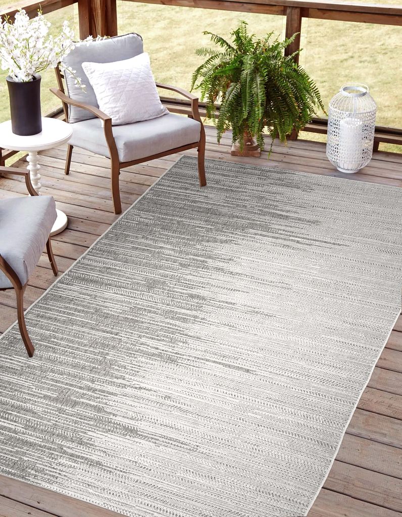 Rikmani Outdoor Teppich 120 x 170 cm für Terrasse, Balkon, modernes Design, ideal für Küche und Esszimmer, creme