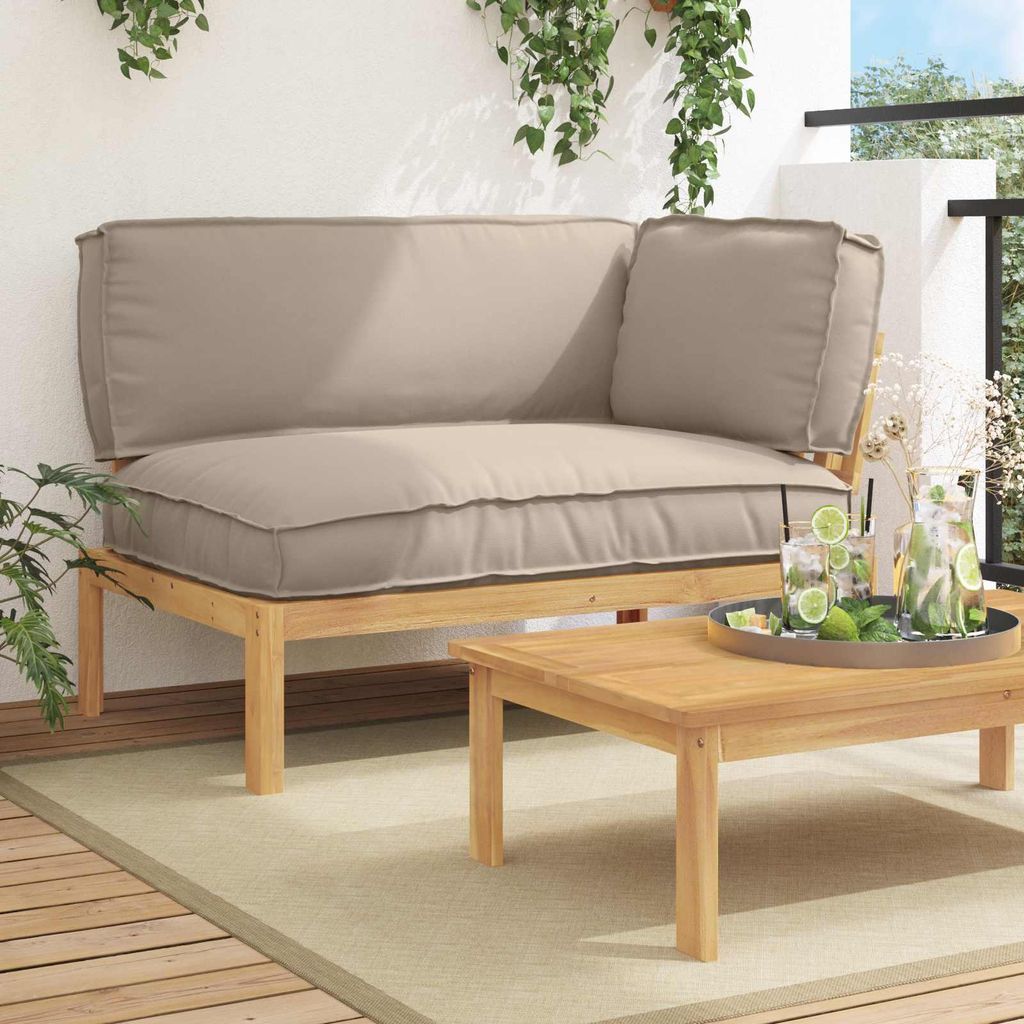 Sofa Set - VIDAXL - Loungesofa - mit Kissen - Taupe 133 x 92 x 69 cm Massivholz Akazie