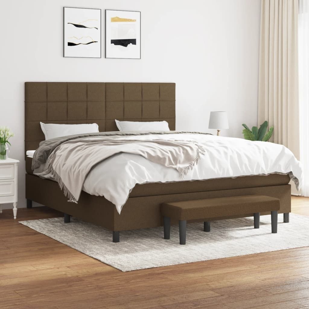 Maison Exclusive - Boxspringbett mit Matratze Dunkelbraun 180x200 cm Stoff