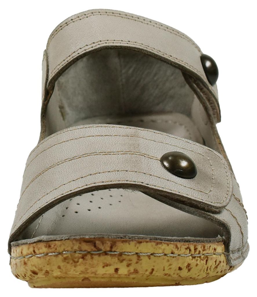 Gemini Damen Sandale Leder mit Klettverschluss und geschlossener Ferse 032093-02, Größe:39 EU, Farbe:Grau