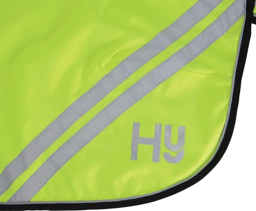 Couvre-rein réfléchissant jaune Hy pour entraînement de cheval 137cm