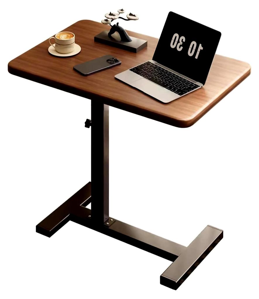 Höhenverstellbarer C-Form Beistelltisch mit Rollen aus Holz für Wohnzimmer, Schlafzimmer und Büro