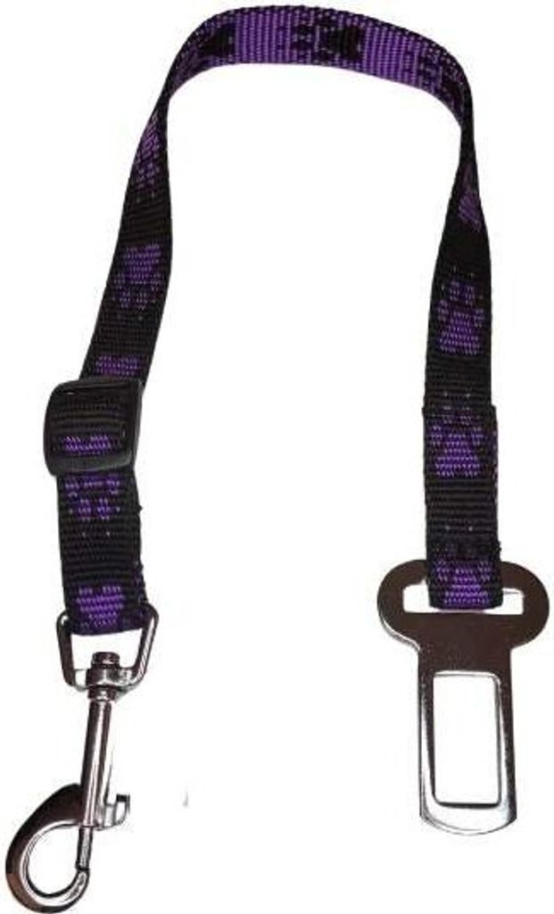Palkar Autosicherheitsgurt für kleine Hunde 50 cm x 16 mm schwarz-lila mit Pfoten