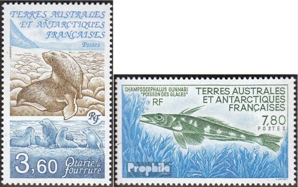 Briefmarken Französ. Gebiete Antarktis 1991 Mi 274-275 (kompl.Ausg.) postfrisch Tiere der Antarktis