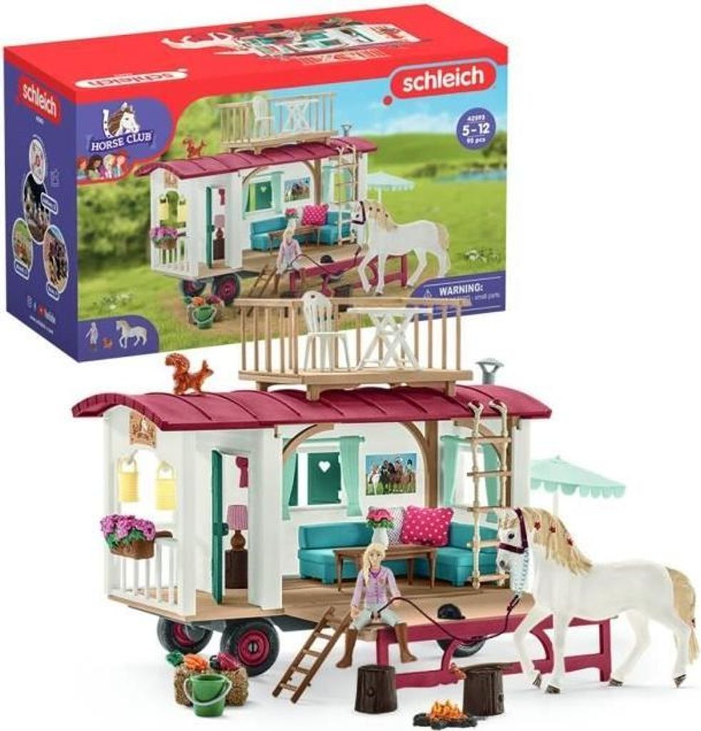 Spielset Caravane Rencontres Secrètes Schleich, Inklusive 1 Schleich Pferd, Horse Club 42593, Spielzeug für Kinder ab 5 Jahren