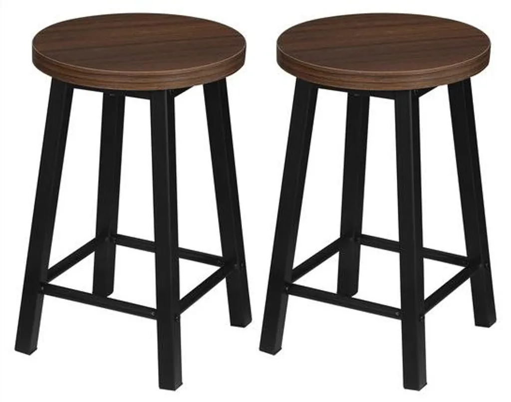 Lot de 2 chaises bois et métal noir et marron 30 x 45 cm - Style Industriel