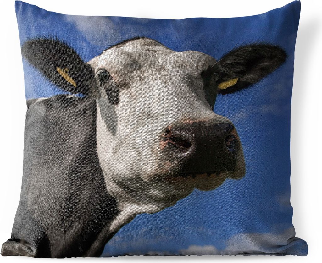 MuchoWow Outdoor Kissen - Kuh - Weiß - Nase - Tiere - 45x45 cm - Wetterfest - Lounge Kissen - Fotokissen - Dekoratives Kissen