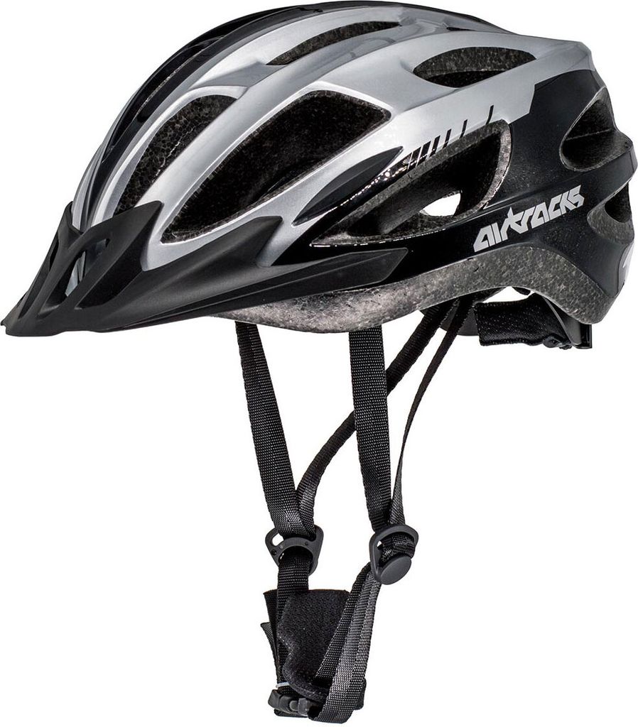 Airtracks Fahrradhelm Master RD-10 Schwarz Silber Größe L/XL 58cm-62cm / für Herren und Damen - EPS-Körper + IN MOULD