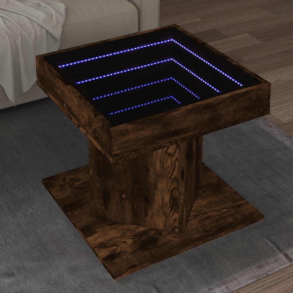 Maison Exclusive - LED-Couchtisch Räuchereiche 50x50x45 cm Holzwerkstoff