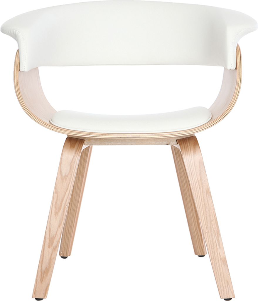 Miliboo - Skandinavischer Armstuhl, weiß und helles Holz OKTAV
