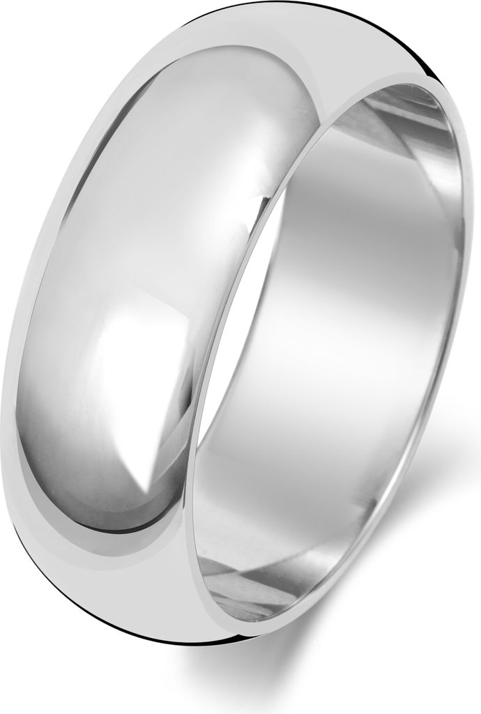 9 Karat (375) Weißgold 7mm D-Form Herren/Damen - Trauring/Ehering/Hochzeitsring, 65 (20.7); TRS150799KWRSW