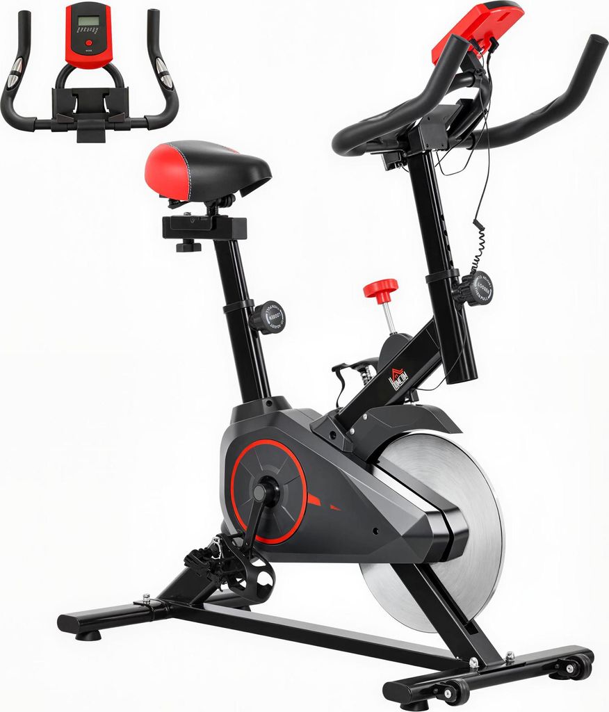 HOMCOM Indoor Cycling Bike Trainer Home Gym Fahrradtrainer Fitnessfahrrad 102x47x114cm