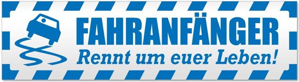 Kiwistar Fahranfänger rennt Leben V2 gestreift Magnetschild Schild magnetisch - 45cm Blau - Magnetfolie für Auto PKW Kfz