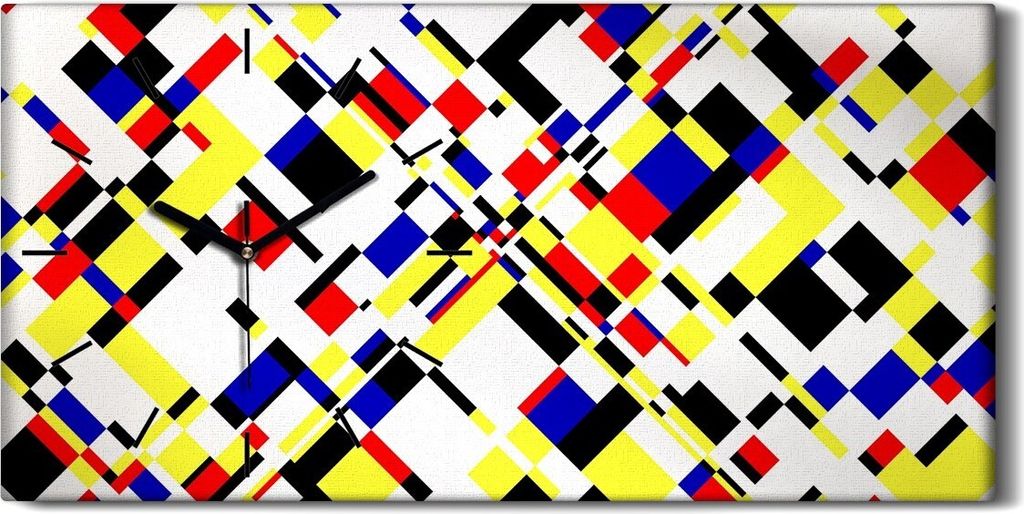 Wanduhr Leinwand Bild Uhr Kunstdruck 60x30 Geometrien Kunst - schwarze Hände