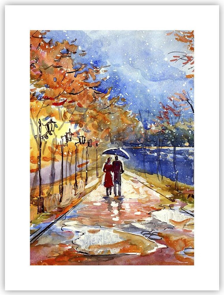 Poster - Poster ohne Rahmen - Park Paar Baum - 30x40 cm - Wand Bild - Wanddeko - Wandbilder - Kunstposter - Wandposter - Bilder - Kunstdruck - Wand...