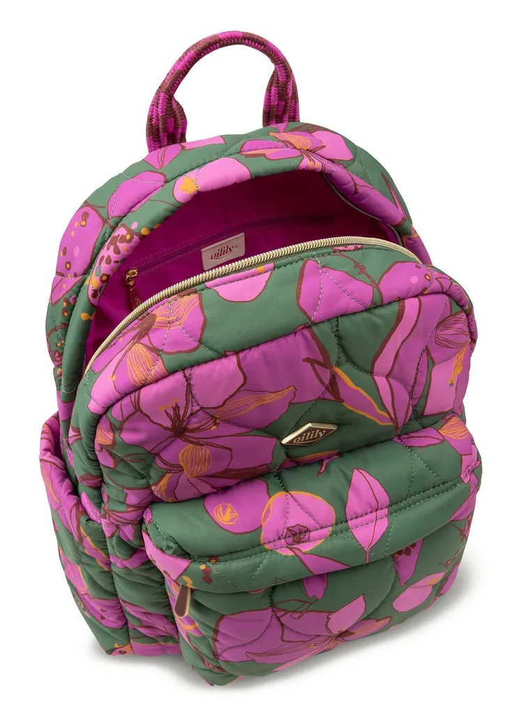 Oilily Beau Backpack sac à dos ordinateur portable vert forêt à fleurs - 5