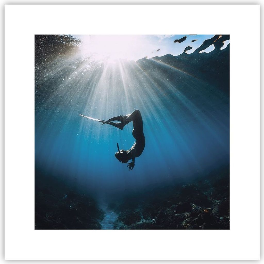 Poster - Poster ohne Rahmen - Flossen Boden Taucher - 30x30 cm - Wand Bild - Wanddeko - Wandbilder - Kunstposter - Wandposter - Bilder - Kunstdruck...