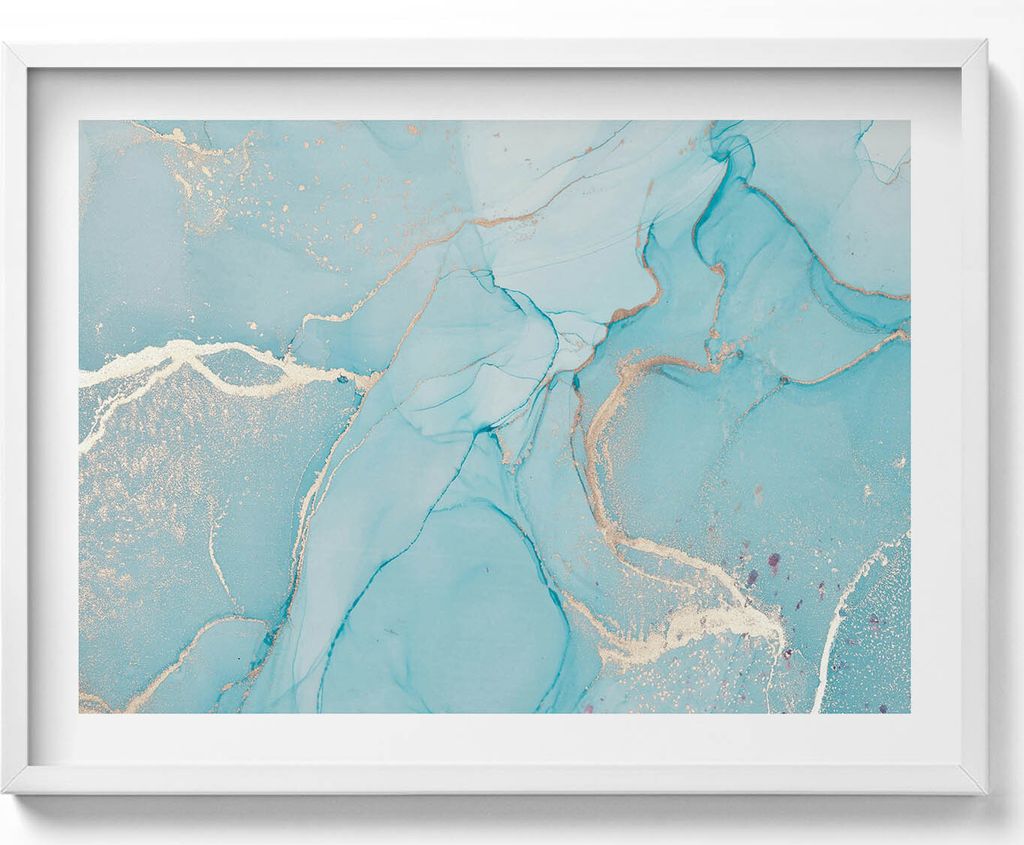 Abstrakter Stein– Wandbild mit Rahmen – Gerahmtes Bild – Wanddekoration – 80x60 cm – Weiß Rahmen