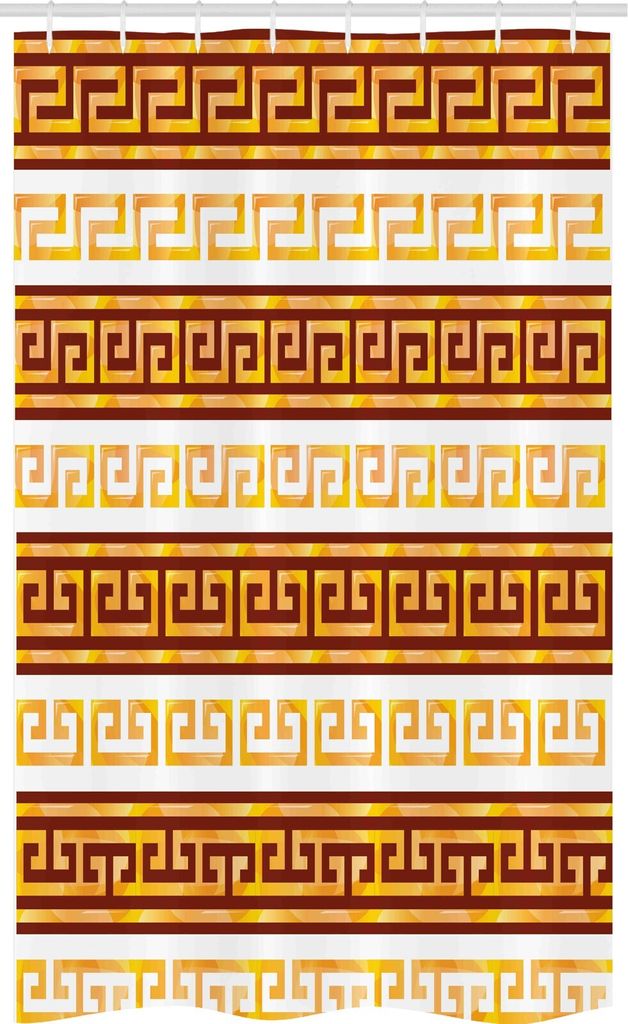 ABAKUHAUS Toga-Party Schmaler Duschvorhang, Mäander, Badezimmer Deko Set aus Stoff mit Haken, 120 x 180 cm, Redwood Aprikose