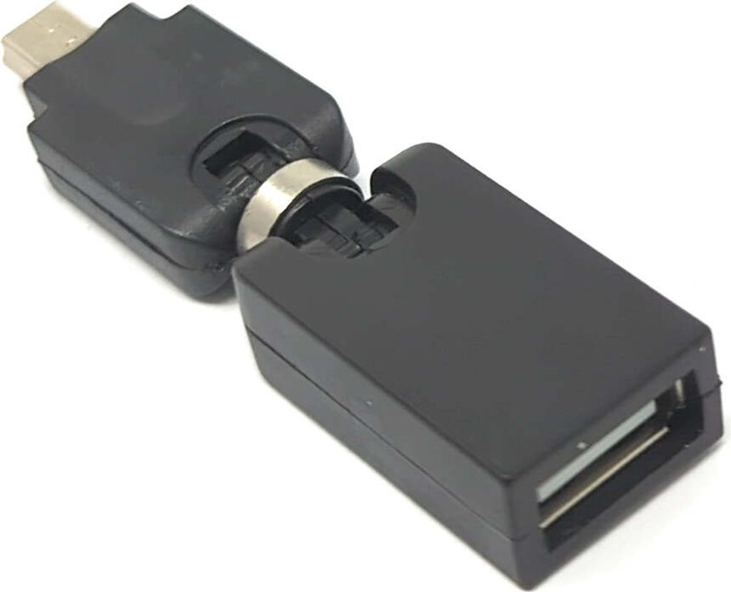 SYSTEM-S USB 2.0 Adapter Mini B Stecker zu Typ A Buchse 360° Winkel Kabel in Schwarz