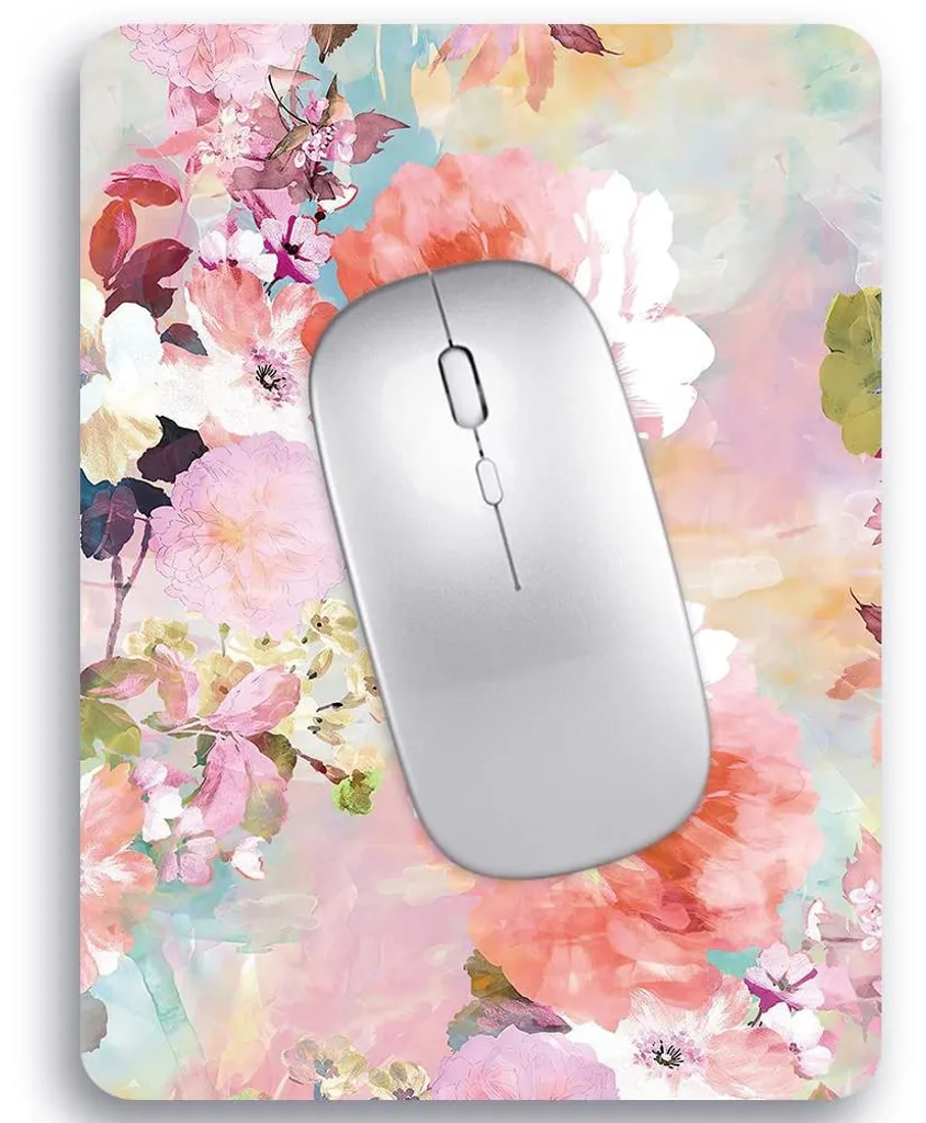 Mini tapis de souris informatique motif fleurs pour ordinateur portable