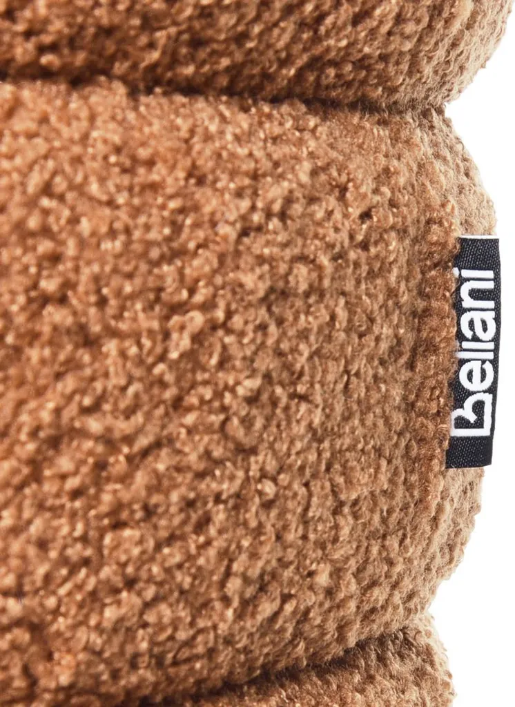 Petit Tabouret Gain de Place Bouclette Brun Doré pour Salon Moderne