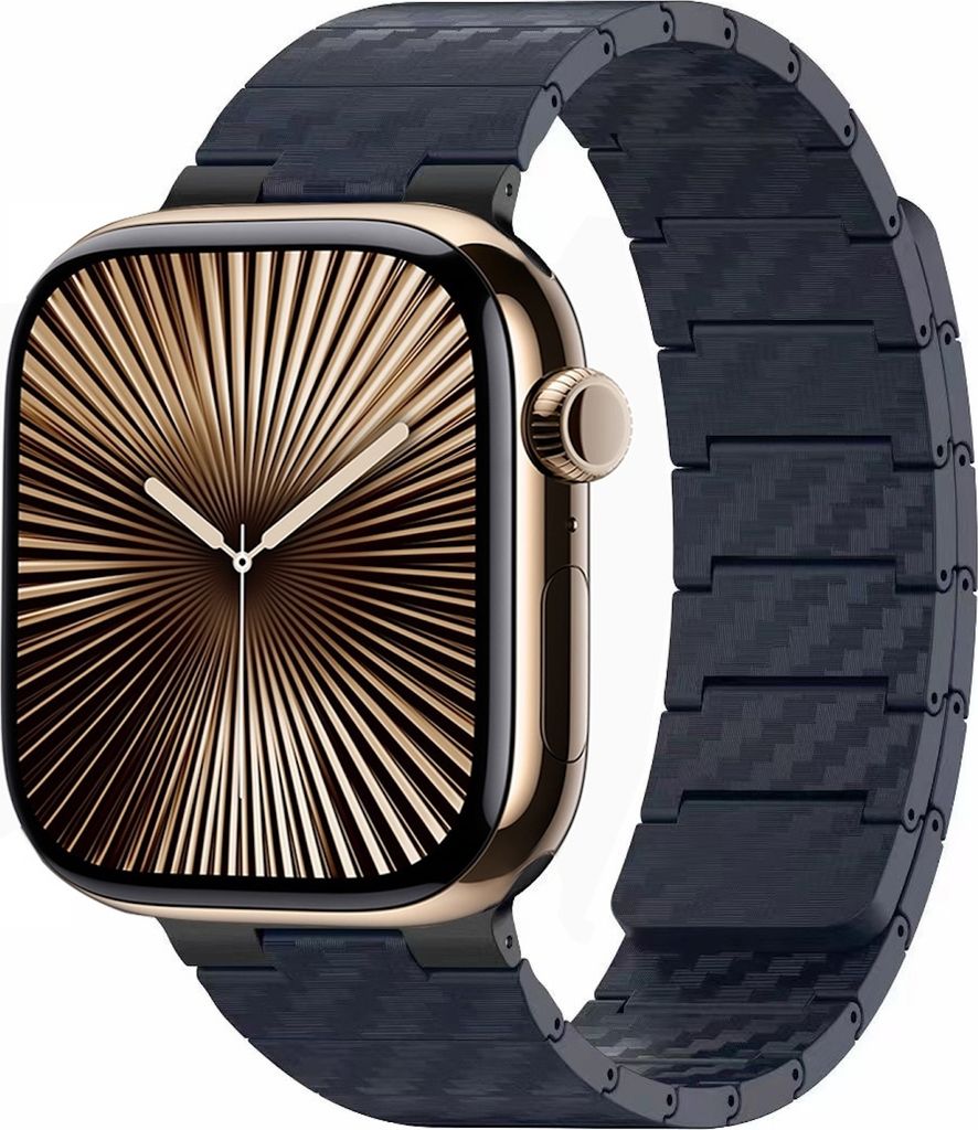 Für Apple Watch Series 11 10 42mm / 9 8 7 41 / 6 SE 5 4 40mm Carbonfaser Magnetisches Armband Blau