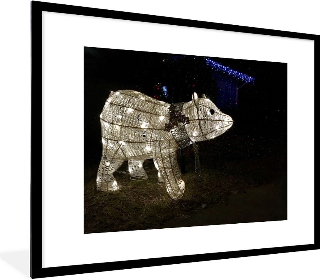 MuchoWow MuchoWow Gerahmtes Poster Weihnachten - Weihnachtsbeleuchtung 80x60 cm - Poster mit zchwarzem Bilderrahmen - Schlafzimmer-Dekorationen...
