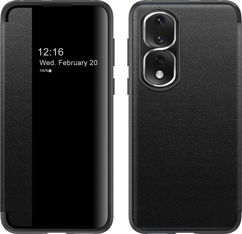 Honor 80 Pro Hülle, Schlank Kunstleder Klapp Ledertasche Schutzhülle für Honor 80 Pro Schwarz