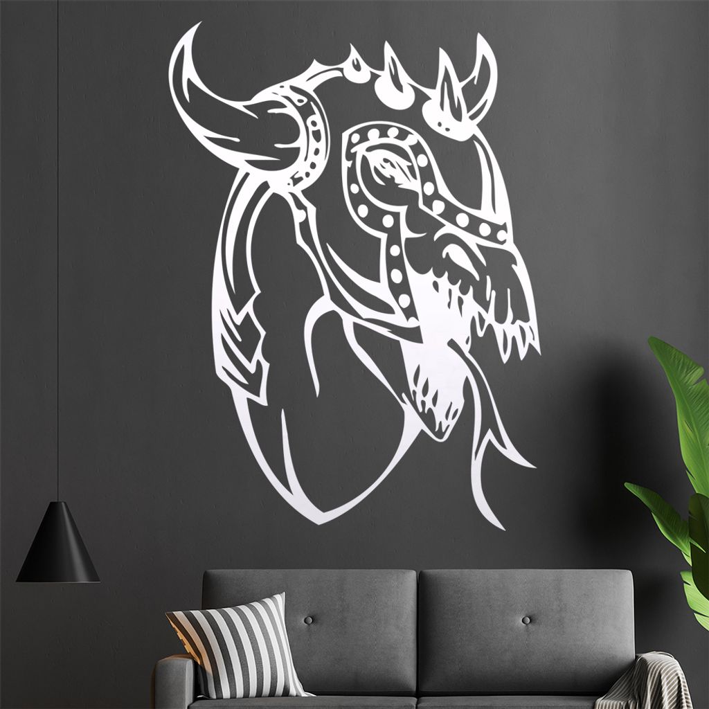 Drachen mit Helm Wandtattoo in 6 Größen - Wandaufkleber Wall Sticker - Dekoration, Küche, Wohnzimmer, Schlafzimmer, Badezimmer