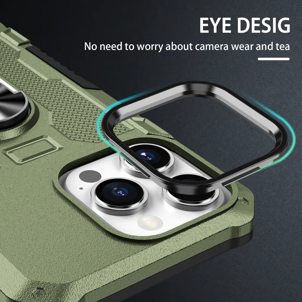 Custodia iPhone 11 Verde Militare Antiurto con Anello e Supporto Auto - 4