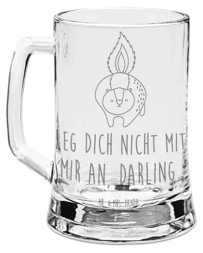 Mr. & Mrs. Panda Krug Stinktier Angriff - Transparent - Geschenk, Humpen, Drohung, Stinker, Skunk, Wildtier, Glas Bierkrug, Glaskrug, Bierhumpen, R...