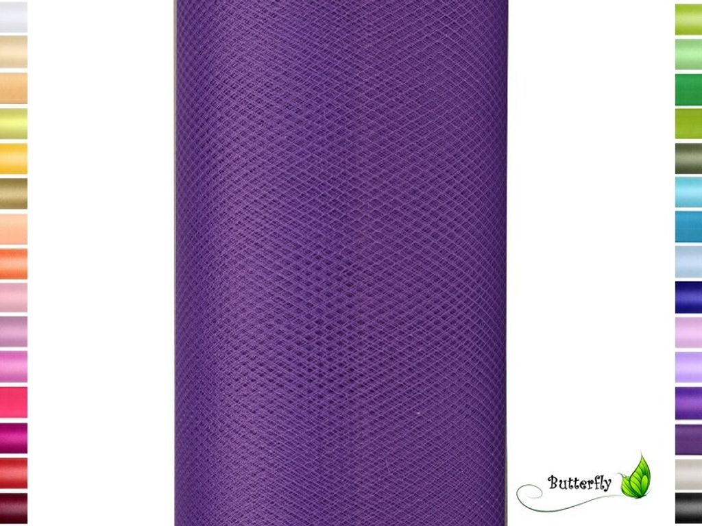 9m Rolle Tüll 15cm, Farbauswahl:lila purpur 465