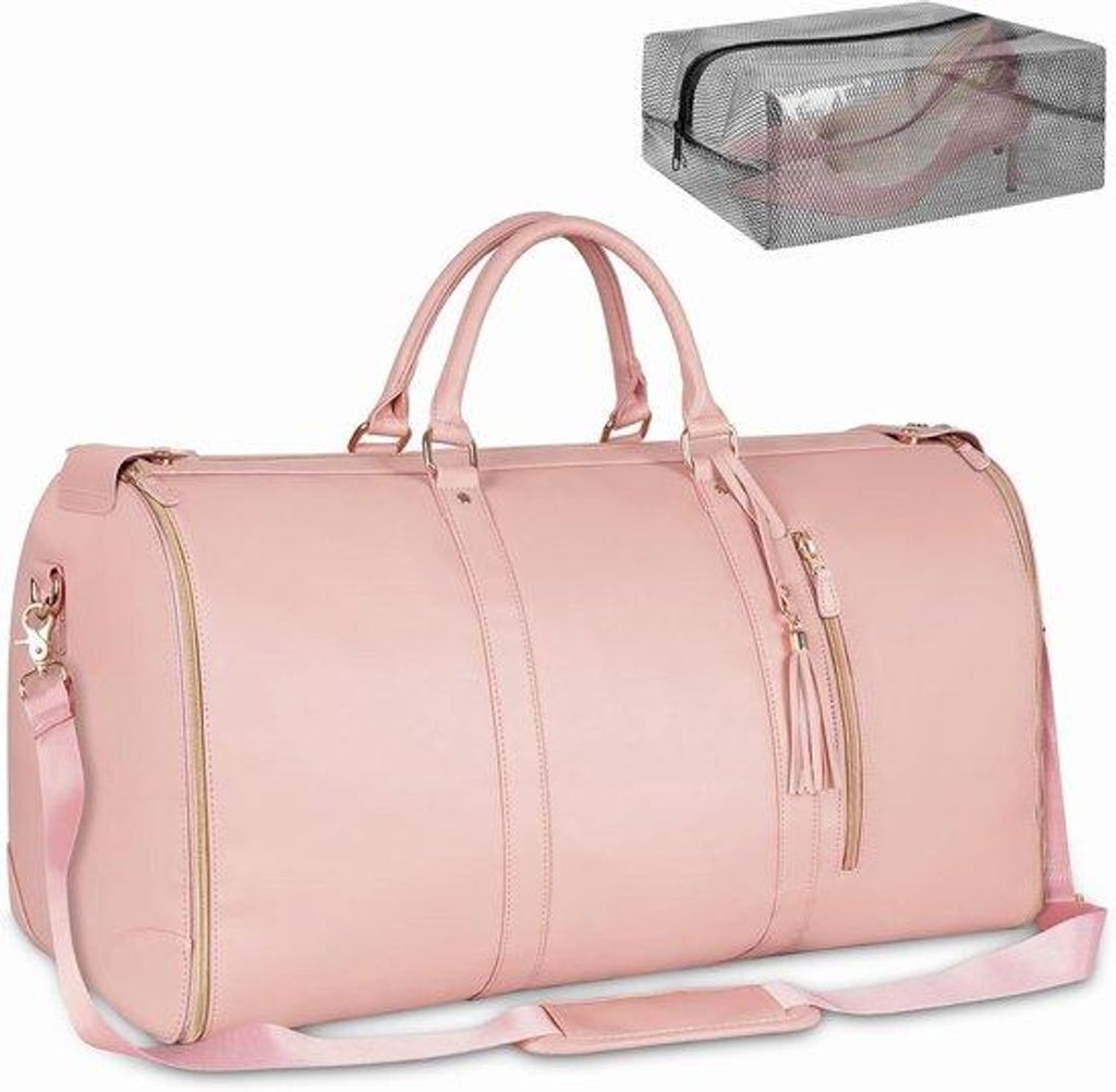 Reise-Koffer 2-in-1 für Damen - große, wasserdichte Reisetasche mit Schuhfach - rosa