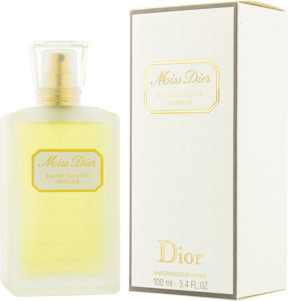 A bottle of Miss Dior Originale eau de Toilette for women and its packaging.